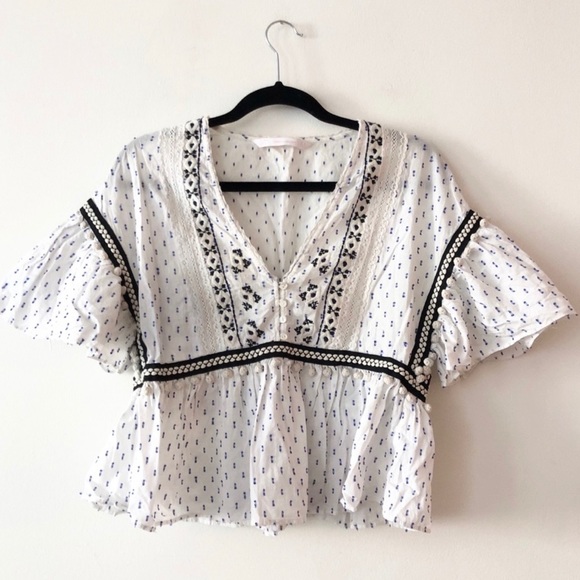 Zara Tops - Zara pom pom blouse